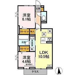 リッシュセゾン O 2LDKの間取図画像