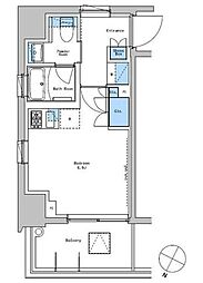 ブラウ戸越銀座スカイ 2階ワンルームの間取り