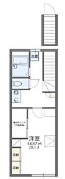 レオパレス北八王子A 1Kの間取図画像