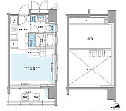 プライムアーバン芝浦LOFT 7階1Kの間取り