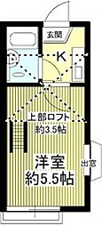 プラザ・ドゥ・アミーゴス 1Kの間取図画像