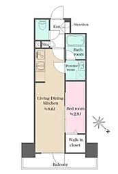 ウエリスアーバン大塚 2階1LDKの間取り