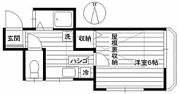 サンロイヤル元住吉 1Kの間取図画像
