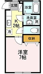 ハイツ渡辺 1Kの間取図画像