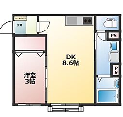 八千代台西9丁目共同住宅 1DKの間取図画像