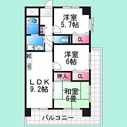 ベルメゾン堺 3DKの間取図画像