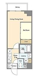 プラート宮坂 1階1LDKの間取り