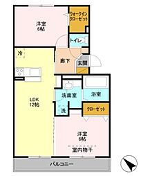 セピアコートB館 2LDKの間取図画像