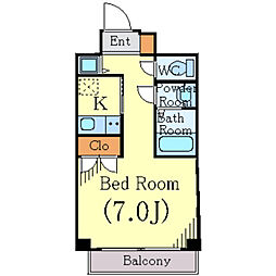 菱和パレス代官山 1階1Kの間取り