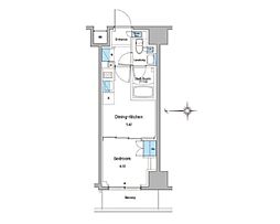 ルフォンプログレ門前仲町マークス 7階1DKの間取り