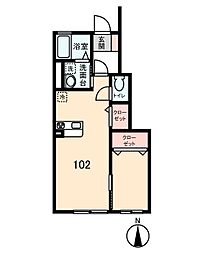 Ｇｏｌｄｉｌｏｃｋｓ 1階1LDKの間取り