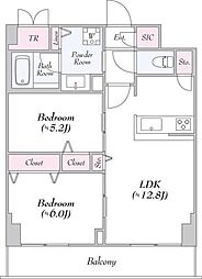 ロイジェント志村坂上 5階2LDKの間取り