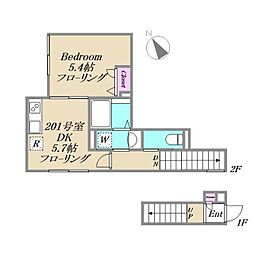 Ｋステージ 2階1DKの間取り
