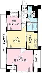 ジェイパーク中目黒 2LDKの間取図画像