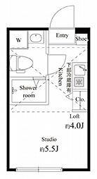 ハーモニーテラス西瑞江 2階ワンルームの間取り