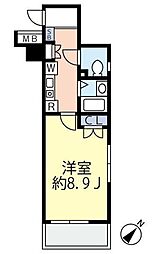 グランヴァン水天宮2 1Kの間取図画像