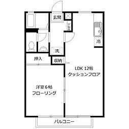 コーポランジュ 1LDKの間取図画像