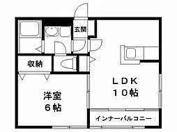 マルミヤハイツ 1LDKの間取図画像
