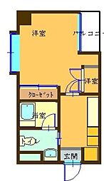 リバティシティ大濠 1Kの間取図画像
