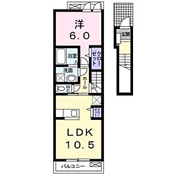 ブリランテ 2階1LDKの間取り