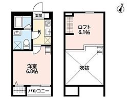 エスペランサAK新磯野 1Kの間取図画像
