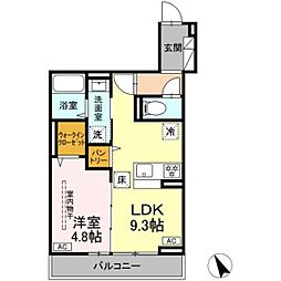 D Paina 鷺沼 1LDKの間取図画像