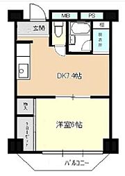 越田ビル 3階1DKの間取り
