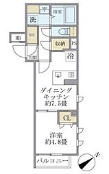 コンポジット早稲田鶴巻町 3階1DKの間取り