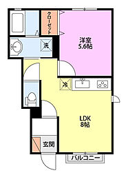 レトアベルク 1LDKの間取図画像