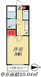 グリーンヒルズ下総中山 1階1Kの間取り