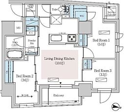 アーバネックス文京千駄木 3LDKの間取図画像