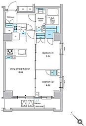 プレディアコート西葛西 4階2LDKの間取り