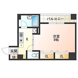 JR東西線 新福島駅 徒歩3分の賃貸マンション 10階1Kの間取り