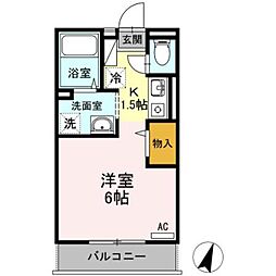 ジュネス西新井2 1Kの間取図画像