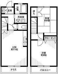 サンステージ斉藤III 1階2LDKの間取り