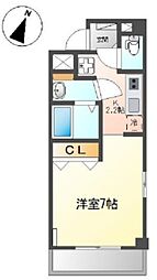 ビブレ東林間 2階1Kの間取り