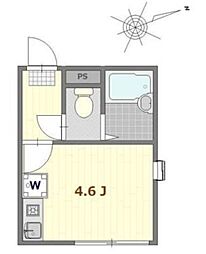 シャンテお花茶屋II 1階ワンルームの間取り