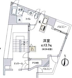 ゼクシア吉祥寺御殿山 10階ワンルームの間取り