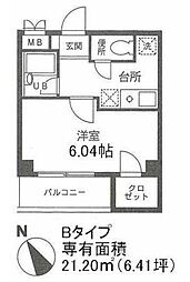 ベルテ正木 1Kの間取図画像