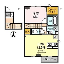 Ｌａ　Ｓｏｉｅ 2階1LDKの間取り