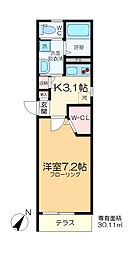 フリージア 1Kの間取図画像