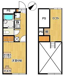 クレイン2 1Kの間取図画像