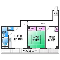 ガーデンコート山之内 2LDKの間取図画像