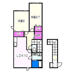 アリエント 2階2SLDKの間取り