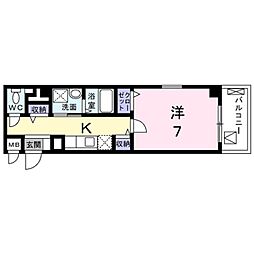 サザン京央 3階1Kの間取り