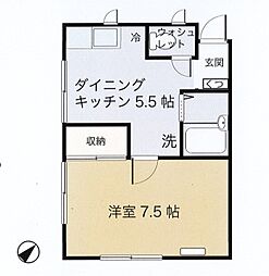 ホームズ大久保 2階1DKの間取り
