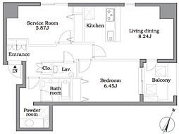 レジディア東麻布 3階1SLDKの間取り