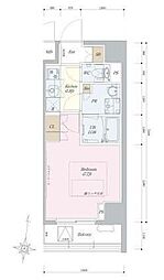 リーラ中野 2階1Kの間取り