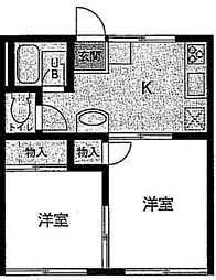 ダイワティアラ津田沼IV 2階2Kの間取り