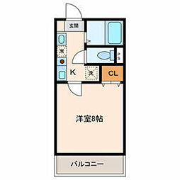 サンライトヒルズ 1Kの間取図画像